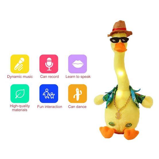 Duck Funny Toy Cute Yellow Electric Duck Plush Duck Toy Talking Singing Walking Repeating Stuffed Animal Duck Toy USB Rechargeable Toy Interactive Gift For Kids