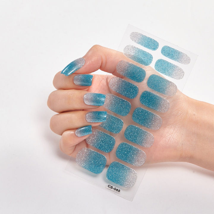 Semi Cured Wraps Fast Gel Nail Sticker Solid Nail Gel Wraps Adhesive Full Cover Gel Nail Decal UV Lamp Cured Manicure Decoration Hudduo