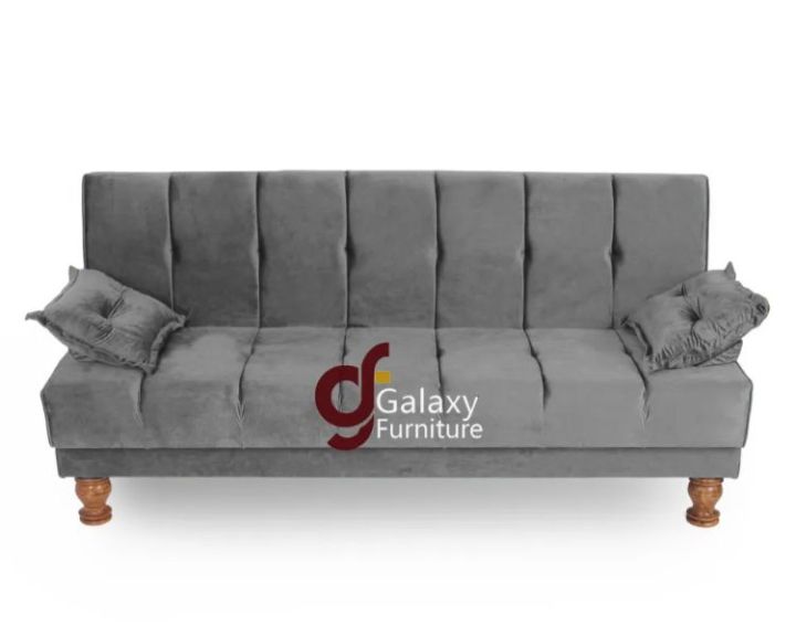 Galaxy Sofa Cum Bed Imported Jute Fabric Grey Colour Armless Compact Living Spaces, Dorms, Guest Rooms, Apartments, Offices,