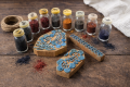 Traditional Wooden Block Printing Set with Natural Pigment Colors – Handcrafted Textile & Craft Kit. 