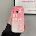 3D Wavy Gradient Baby Bear With Wristband Phone Case for Infinix Smart 7 Smart 6 HD Smart 6 5 4 Note 12 Note 11 10 8 Case Cover. 