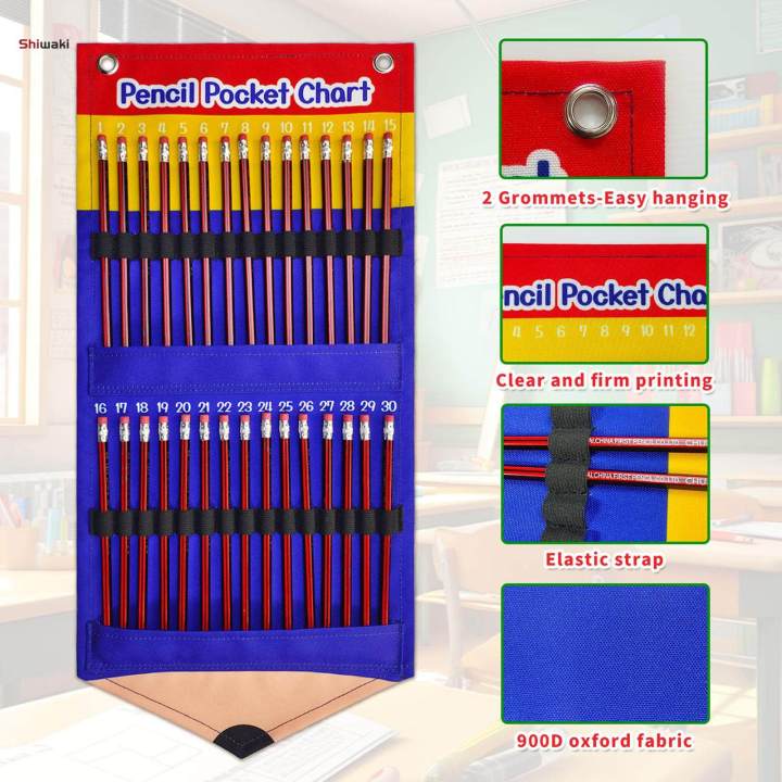 Pencil Parking Pocket Chart Holder Waterproof Pencil Organizer with