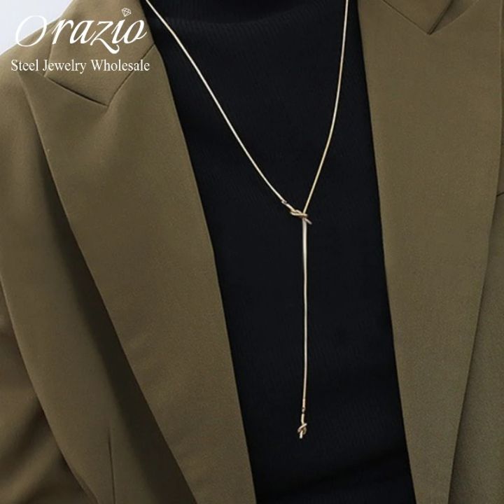 Orazio Stainless Steel Pendant Necklace Irregular Cross Knotted Shaped Snake Collarbone Chain New Jewelry Dropshipping Suppliers Golven Toy