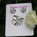 Crystal Flower-Shaped Locket with Earrings- Artificial Flower Jewelry Set for Girls and Women. 