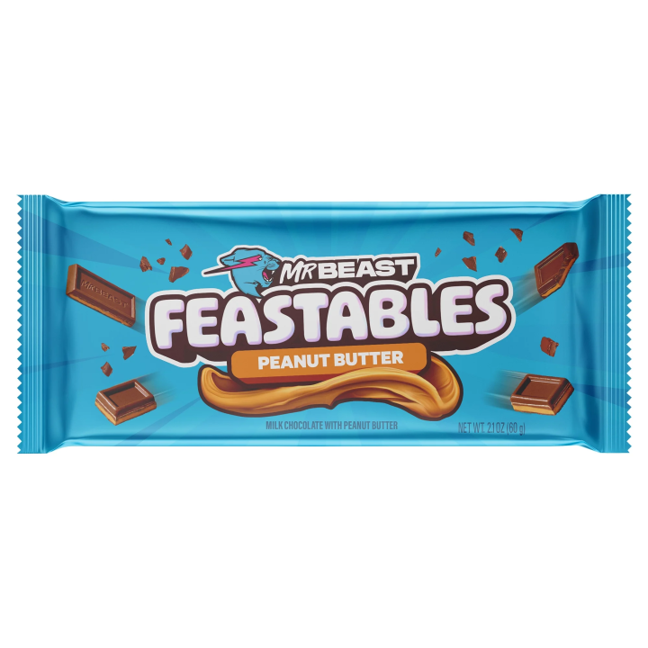 Feastables MrBeast Milk Chocolate Bars with Peanut Butter - Deez Nuts - Made with Grass-Fed Milk Chocolate and Organic Cocoa. Only 7 Ingredients