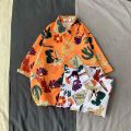 elegantstunning Summer Men Loose Tops Trendy Sunflower Printing Hawaii Couple Beach Shirt Casual Loose Cardigan T-shirt. 