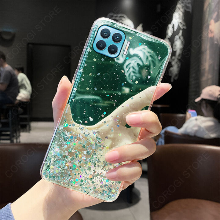 For OPPO F17 Pro Back Cover Luxury Shiny Glitter Gold Foil Space