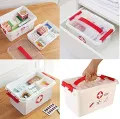 Plastic First Aid Box Lockable Medicine Storage Box Emergency Cabinet Organizer with Detachable Tray and Handle Portable for Home Camping Travel Hikingm. 