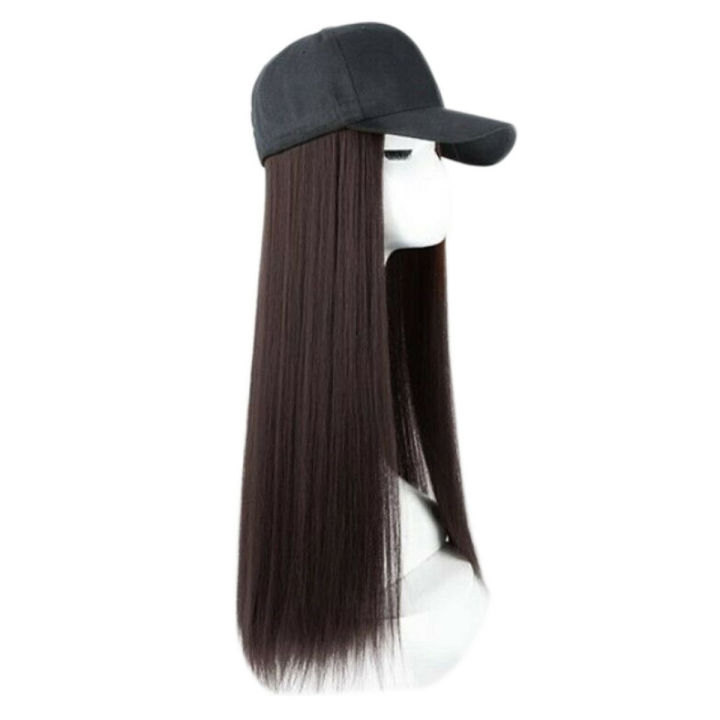 Baseball Cap with Synthetic Hair Extension Long Hair Wig Hat for Women