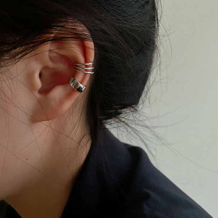 Non-Piercing Three Layer Punk Metal Zircon Ear Clip Ear Cuff for Women Cool Girl's Earrings Fake Cartilage Simple Y2K Earring Jewelry Gifts