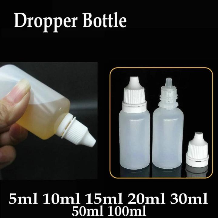 5/10/15/20/30/50/100ml Empty Plastic Squeezable Dropper Bottles PE Dropper Drop Bottles Applicator drop Eye Liquid Refillable Bottle