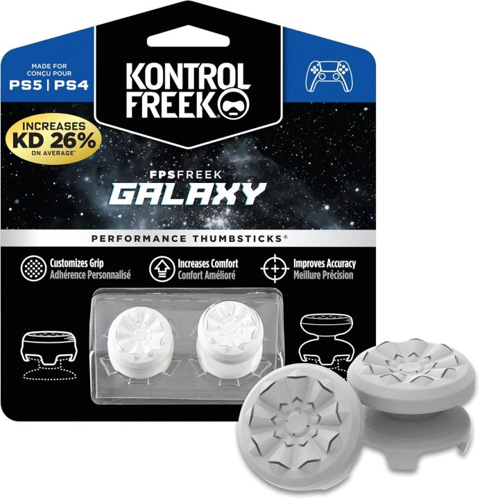 Galaxy Kontrol Freeks FPS Thumb Grips Tips Freek Galaxy Thumb Sticks For Ps4 / Ps5 Playstation 4 Playstation 5 Controller - White