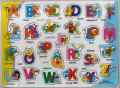 Preschool Wooden Alphabet Puzzle Board A4 Size (ABC/ 123 / Alif Ba Ta) Jigsaw Puzzle, Early Educational Toy for Toddlers and Kids English Arabic Numbers Animals Clock Learn about Body Parts Shapes. 