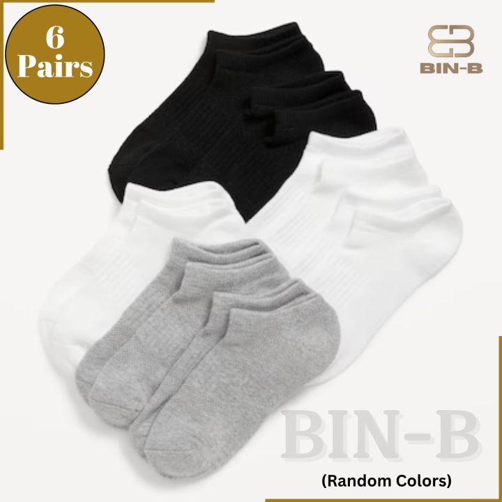 BIN-B%20%206%20Pairs%20Cotton%20Ankle%20Socks%20For%20Men%20Women%20-%203%20Random%20colors%20-%20Image%202