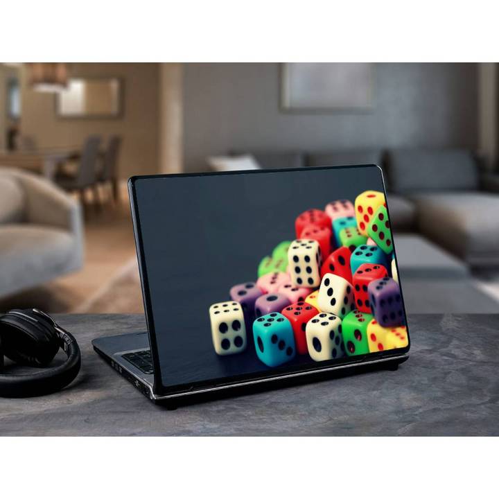 Ludo%20dice/%20Colorful%20dice%20pattern%20wallpaper%20%20Laptop%20Skin%20Vinyl%20Sticker%20Decal,%2013%2013.3%2014%2015%2015.4%2015.6%20inch%20Laptop%20Skin%20Sticker%20Cover%20Art%20Decal%20Protector%20Fits%20All%20Laptops%20-%20Image%203