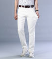 Pants for men in White color Cotton Jeans Material Slim Fit pants. 