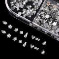 12 Grids Mini Shape Rhinestones White Nail Gems Glass Diamonds Stones Nail Art Accessories. 