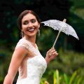 Cotton Umbrella Wedding Photography Prop Parasol Bridal Veil Ornament Lace Bride Embroidery White Umbrellas for Rain. 