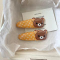 2PCS Kawaii Rilakkuma Bangs Side Clip Cartoon Cute Bear Wave Point BB Hair Clip Sweet Versatile Hairpin Hair Decoration Birthday Gift Eshylala. 