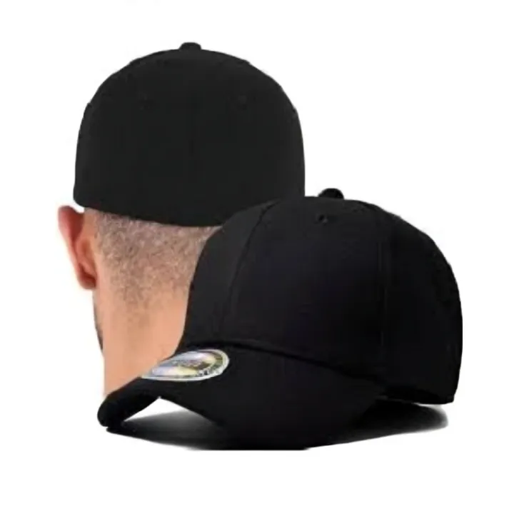 Daraz Plain Black Baseball Cap Mens High Quality Full Fitted Cap