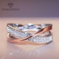 Newest Fresh Two Tone X Shape Cross Ring For Women Wedding Trendy Jewelry Dazzling CZ Stone Large Modern Anillmodern Rings. 