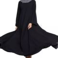 Umbrella Style Full-Flare Abaya – Deep Black Nida Fabric for Women and Girls. 