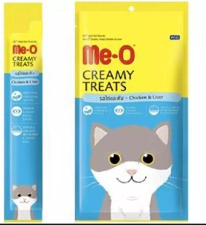 6 PACKS OF Me-O Cat Creamy Treats CHICKEN & LIVER  Flavor 6 X 4 x 15GM TOTAL 24 STICKS