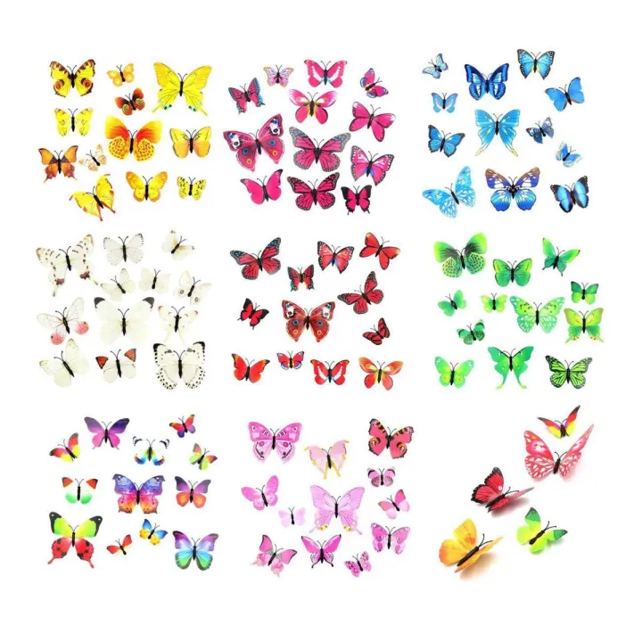 Pack%20of%2012%20-%20Butterflies%20Wall%20Stickers%20Decoration%20Magnet%20Butterfly%20on%20the%20wall%20DIY%20Wallpaper%203D%20PVC%20-%20Image%202