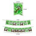 Minecraft theme foil balloon cartoon children's birthday decoration banner topper plate. 