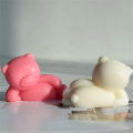Side Sleeping Bear Scented Candle Silicone Mold Diy Aroma Plaster Handmade Soap Cake Chocolate Decoration Mold. 