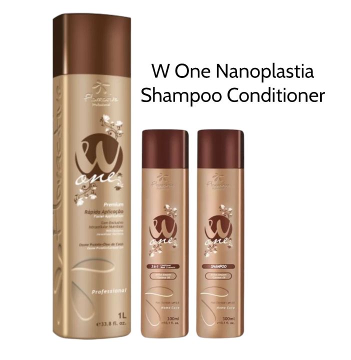 W One Nanoplastia Pack of 3 Shampoo Conditioner Hair Straightening Treatment Floractive 1000ml