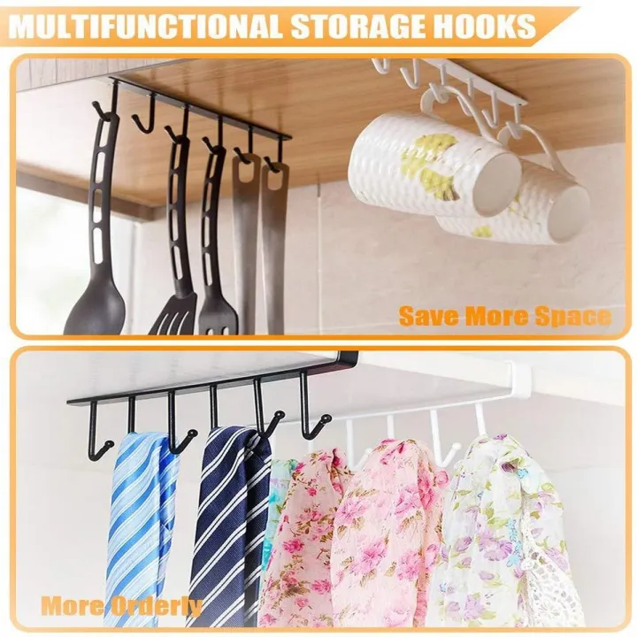 Stainless%20Steel%20Multi%20functional%20Kitchen%20Utensil%20Rack%20with%206%20Hooks%20(White)%20-%20Image%202
