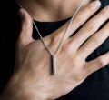 Adil Ashraf Traders Silver Never Fade Stainless Bar Locket Necklace Pendant for Boys & Men. 
