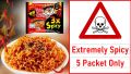 Samyang Noodles 3X Spicy Hot Chicken Flavor Ramen Family Pack (5 Noodles). 
