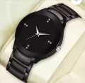 Classic Black Chain Watch for Men - Jet Black Analog Watch for Boys. 