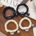 1/2pcs Cartoon Black White Cat Hair Bands Children Elastic Ponytail Holder Rubber Bands Women Hairband Headwear. 