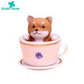 Green Home Dog Sculpture Toy Stable Base Smooth Edge Teacup Dog Figurine. 