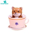 Green Home Dog Sculpture Toy Stable Base Smooth Edge Teacup Dog Figurine. 