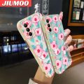 JIUMOO For Tecno Spark 8 Pro Case Cartoon Fashion Flower Side Edge Square Pattern Luxury Plating Phone Case Full Camera Casing Shockproof Protection Cases Soft Back Cover Softcase. 