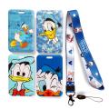 Disney Donald Daisy Duck Girls Slide Cover Student Card Case Hanging Rope Employee Case Lanyard ID Name Card Holder. 