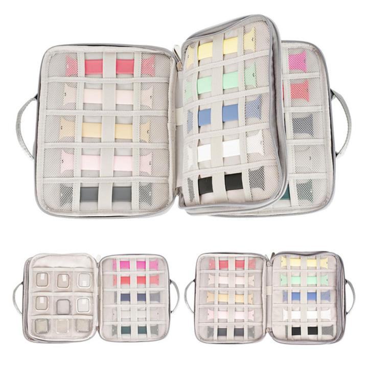 48 Slots Portable Wrist Watch Strap Storage Bag Travel Double Layer Watchband Charging Cable Organizer Holder Pouch Case