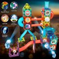 75 PCS Magnetic Tiles Building Blocks Set 3D Magnetic Toys with Lights for Kids, Colorful Magnetic Marble Run Balls Educational Toys for Children 3 Years Up, STEM Birthday Gifts. 