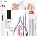 Myyeah Nail Art Cuticle Remover Kit Dead Skin Drill Machine Sanding File Spoon Pusher Cutter Pre-treatment Fluid Nutrition Oil Salon Home DIY Manicure Pedicure Tool Devices. 