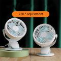 Clip On Mini Fan Portable Desk Fan Rechargeable 1200mAh Battery Operated Fan for Stroller Camping Air Cooling Fan. 