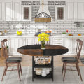 Round Dining Table, 47" Kitchen Dinner Table with Storage Shelf. 