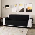 Apricot Quilted Cotton Sofa Covers Premuim Quality Antislip Runners for Sofa's Protection Black with Side Pockets. 