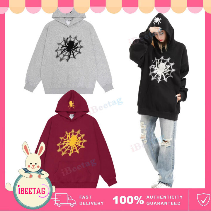 American Hip Hop Spider-Man Print Hoodie Sweatshirt Couple Hoodie Vintage Gothic Loose Street Jacket Unisex