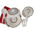 64 Pieces Melamine Double Glaze Crystal Dinnerware Set. 