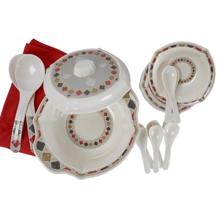 64 Pieces Melamine Double Glaze Crystal Dinnerware Set