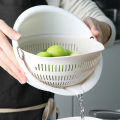 Double Drain Basket Bowl Washing vegetables basket，Rotating drain basket plastic fruit bowl，Washing vegetables plate，Rotating drain basket Plastic fruit bowl。 Rotate fruit salad basket plate. 